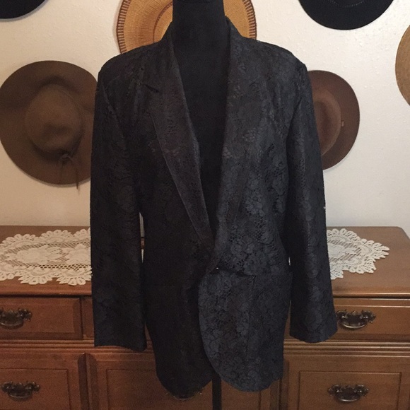 VTG 80’s Britland Oversized Black Lace Blazer - Picture 1 of 16